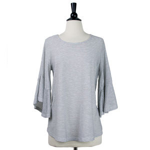Mystree Striped Bell Sleeve Top